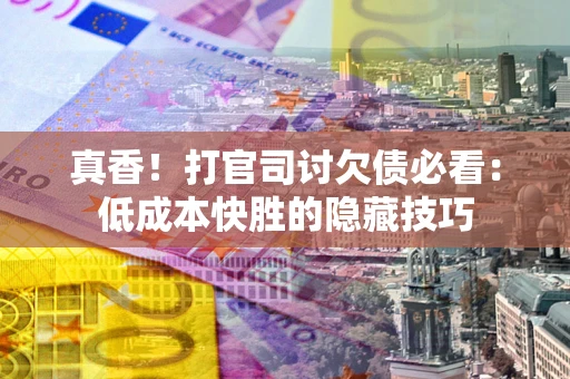 武汉真香！打官司讨欠债必看：低成本快胜的隐藏技巧